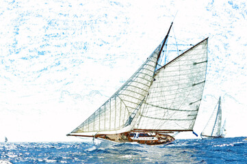 Yacht d'epoca in regata.