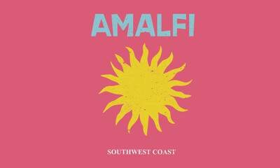 Amalfi beach artwork. Amalfi sun graphic print design. Beach modern abstract art. Summer vibes artwork.