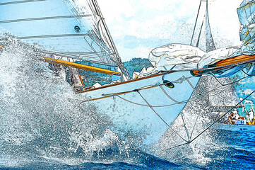 Yacht d'epoca in regata.