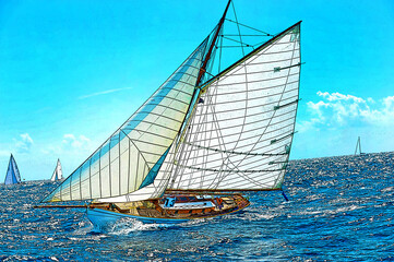 Yacht d'epoca in regata.
