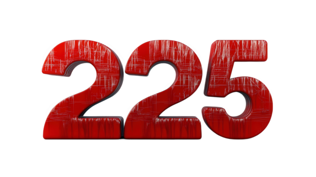 Red Digit Number 225 Design