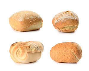 Assortimento di pane isolato su sfondo bianco 