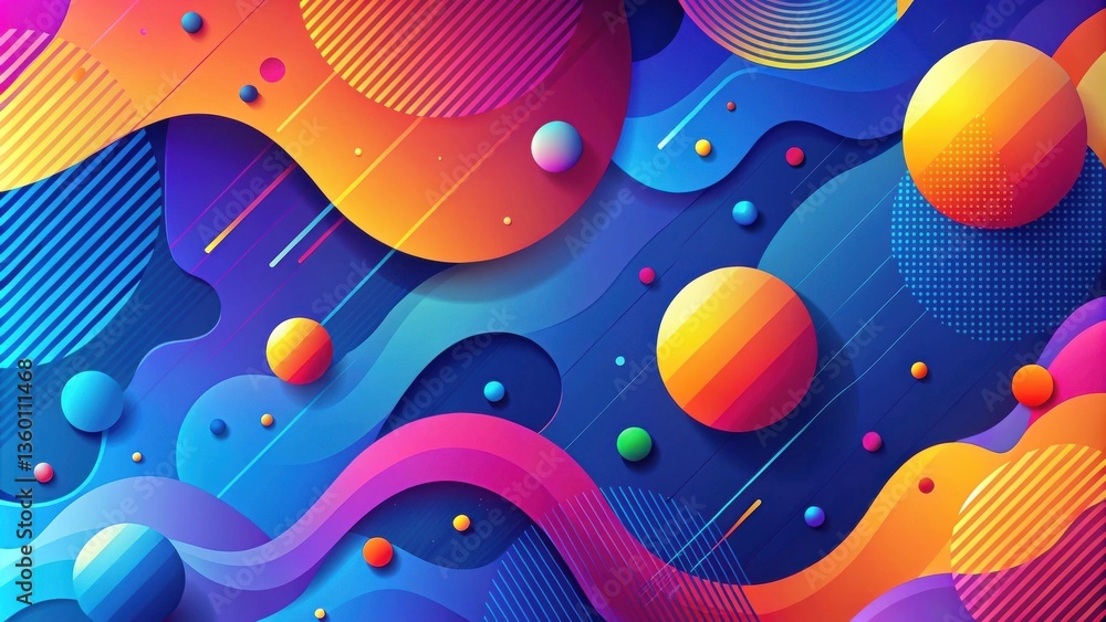 Poster abstract vibrant shapes, dynamic color palette, and fluid design composition