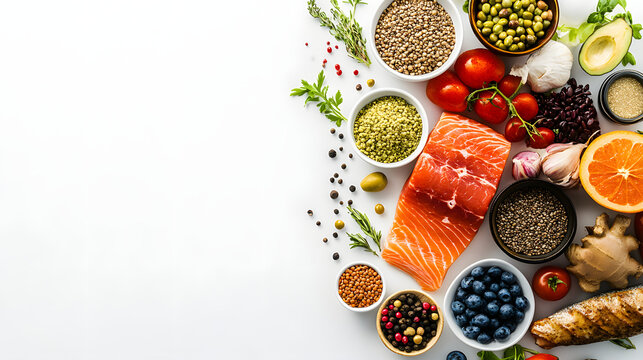 AI enhances personalized nutrition planning, analyzing genetic and dietary data for better meal recommendations, on a white background