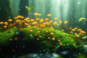 The audience is taken to an enchanted woodland floor that is covered in beautiful moss, offering an enticing environment for exploration. Generative Ai
