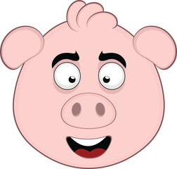 vector illustration emoji character face pig cartoon, with a cheerful and smiling expression