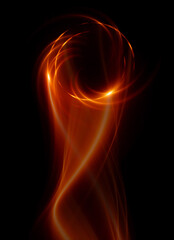 Swirl Stage. Neon glowing circles. Light Trails. Glint bright spiral. Motion ellipse..Slow shutter light trajectory. Long shiny tape. Accelerate twisted ribbon. Glowing dynamic lines.