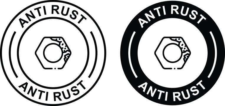 Anti rust icon set. Anti oxidation symbol. Rust resistant emblem set. Anti rust label