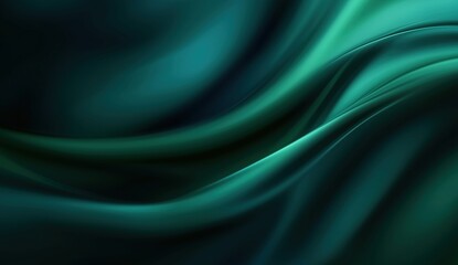 Obraz premium Abstract flowing waves of teal green color, smooth and silk textured background, modern art