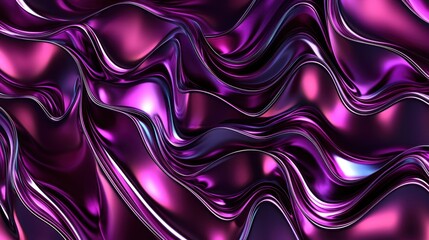 Obraz premium Shiny purple metallic waves forming a dynamic pattern, perfect for an elegant and futuristic look.