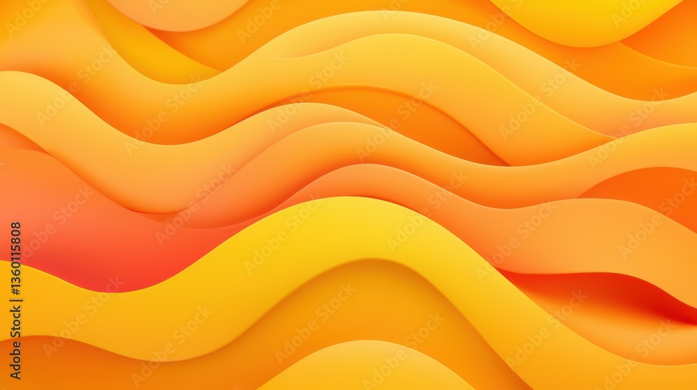 Poster soft flowing circles and overlapping waves in a summer-inspired yellow-orange abstract background.