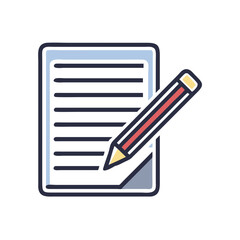 Document with pen vector icon in flat style with muted colors