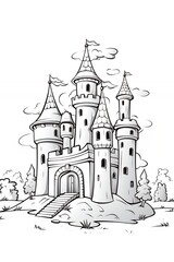 Castle Drawn in Pencil for Coloring: A Creative and Relaxing Experience