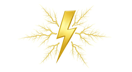 Golden lightning bolt symbol blended with intricate frost patterns, representing power and nature's beauty in harmonious contrast, perfect for dynamic designs