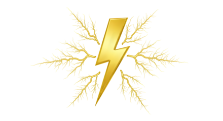 Golden lightning bolt symbol blended with intricate frost patterns, representing power and nature's beauty in harmonious contrast, perfect for dynamic designs