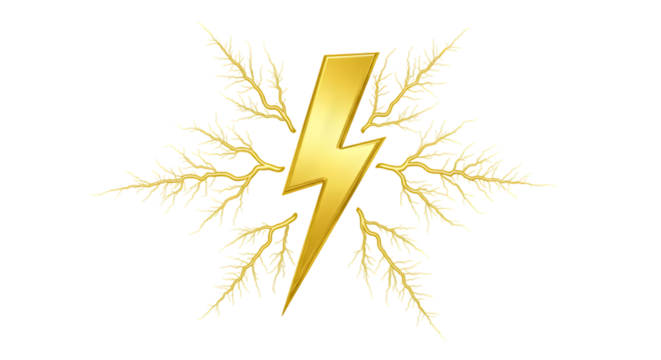 Golden lightning bolt symbol blended with intricate frost patterns, representing power and nature's beauty in harmonious contrast, perfect for dynamic designs