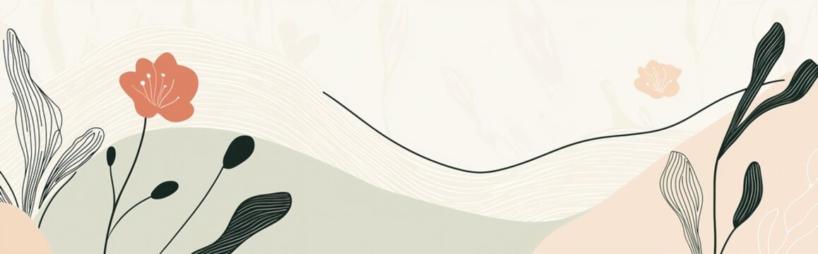 Modern botanical vector illustration for stylish website headers