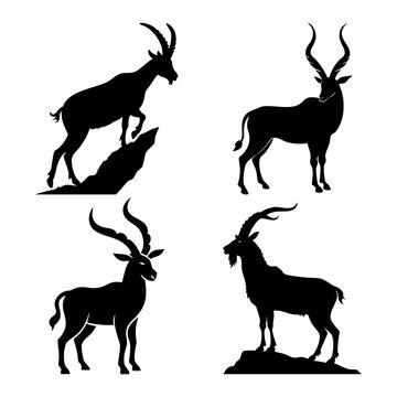 Antelope Black Silhouette Collection Vector Design