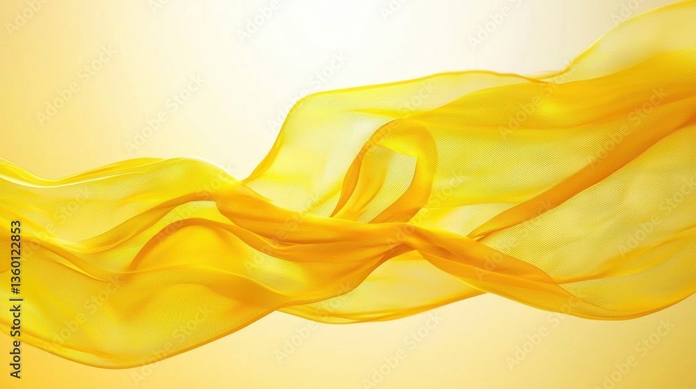 Aufkleber vibrant yellow mesh waves flowing in a futuristic abstract background with dynamic lighting.