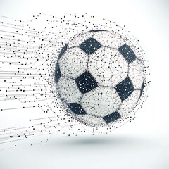 Abstract Soccer Ball Digital Art Futuristic Technology Network Design Graphic Modern Elegant White Black Lines Points game game goal speed