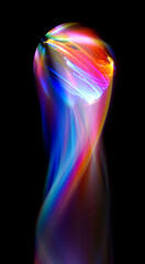 Swirl Stage. Neon glowing circles. Light Trails. Glint bright spiral. Motion ellipse..Slow shutter light trajectory. Long shiny tape. Accelerate twisted ribbon. Glowing dynamic lines.