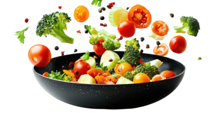 Colorful Fresh Vegetables in Wok