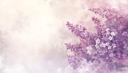Elegant lilac flowers in watercolor art. concept of nature s beauty, floral elegance, botanical art, spring blooms. Copy space