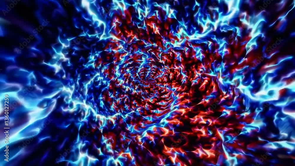 Poster dynamic vortex of blue and red energy waves creating hypnotic patterns