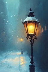 Snowy Lane Lamplight.