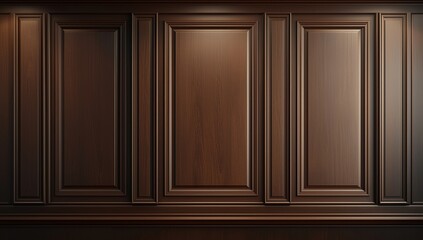 Detailed Brown Wood Paneling with Rectangular Frames, Interior Wall Design, Classic Style