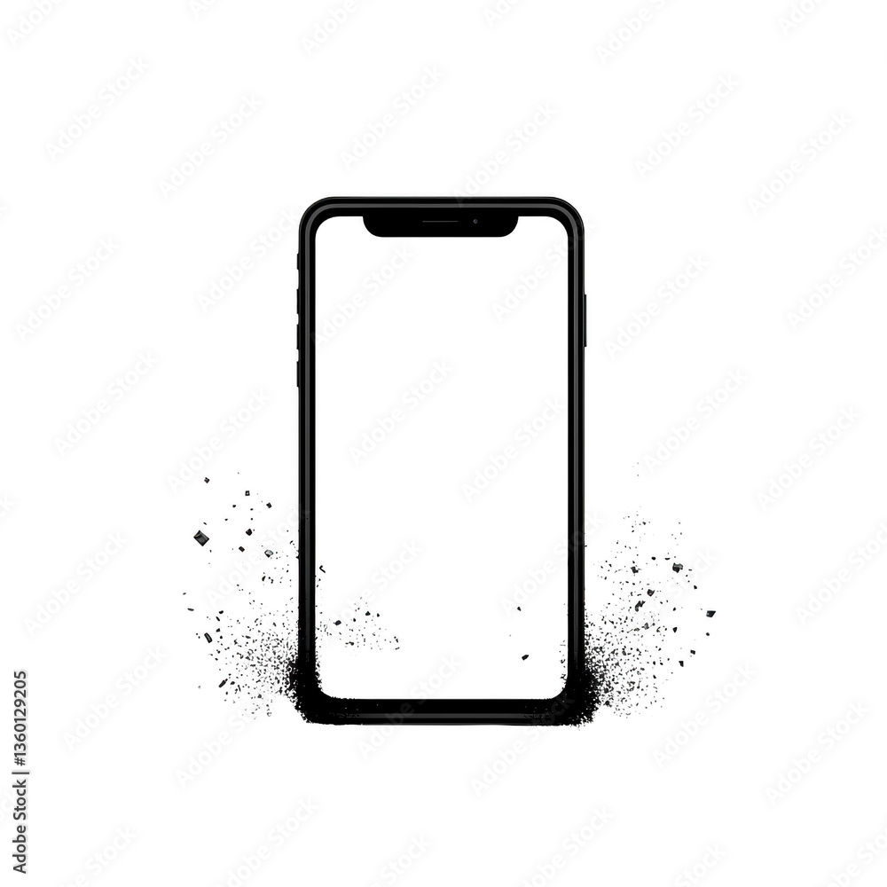 Poster a smartphone with blank screen is surrounded by dynamic splash effect, creating sense of motion and 