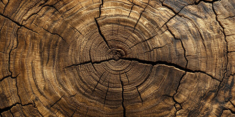 Fototapeta premium Detailed Close-Up of Wooden Tree Rings Depicting Growth