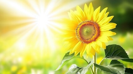 Obraz premium A radiant sunflower basking in summer's golden sunlight, a symbol of joy and warmth, with a softly blurred background.