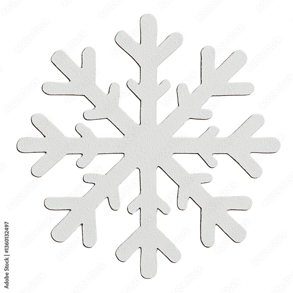 Poster a white snowflake with intricate symmetrical patterns on transparency background, showcasing beauty 