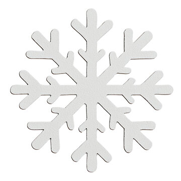 A white snowflake with intricate symmetrical patterns on transparency background, showcasing beauty of winter natural design