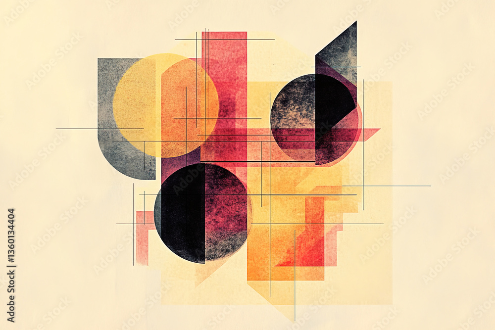 Poster abstract geometric shapes create a vibrant composition of color and form