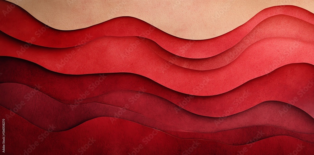 Poster abstract red layered waves background with texture for creative design