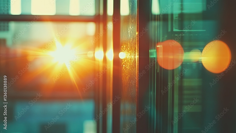 Aufkleber a reflective cd resting on a wooden surface. illuminated by dramatic rays of sunlight filtering thro
