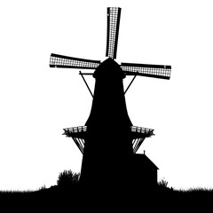mill silhouette on white background