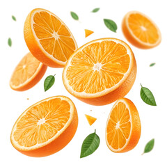 Fototapeta premium slices of orange isolated on transparent background