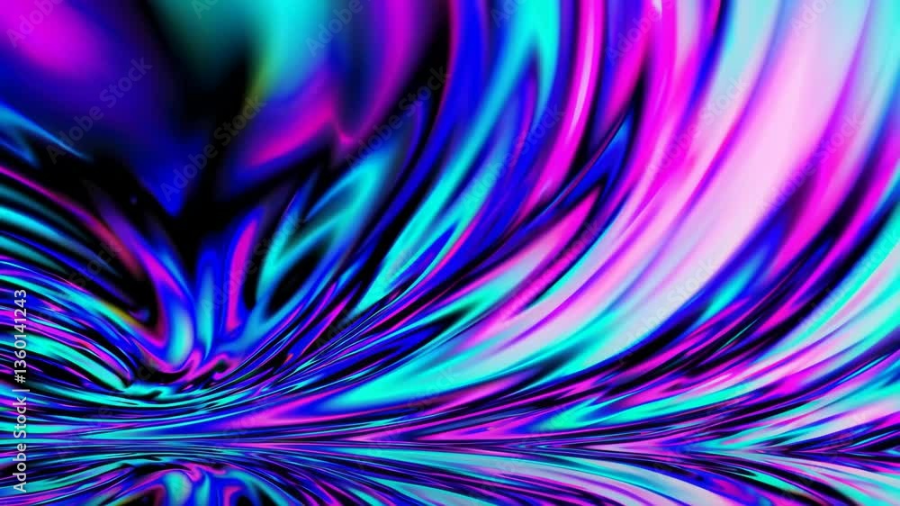 Aufkleber vibrant abstract color waves in dynamic motion with reflective surface