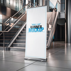 PSD clean Minimal Roll Up Banner Mockup Image.