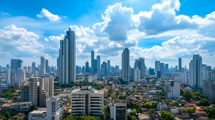 Obraz premium Urban skyline exploration bangkok cityscape photography vibrant environment aerial view modern architecture