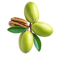 Fresh green pistachios with a nut showcasing their vibrant color and texture