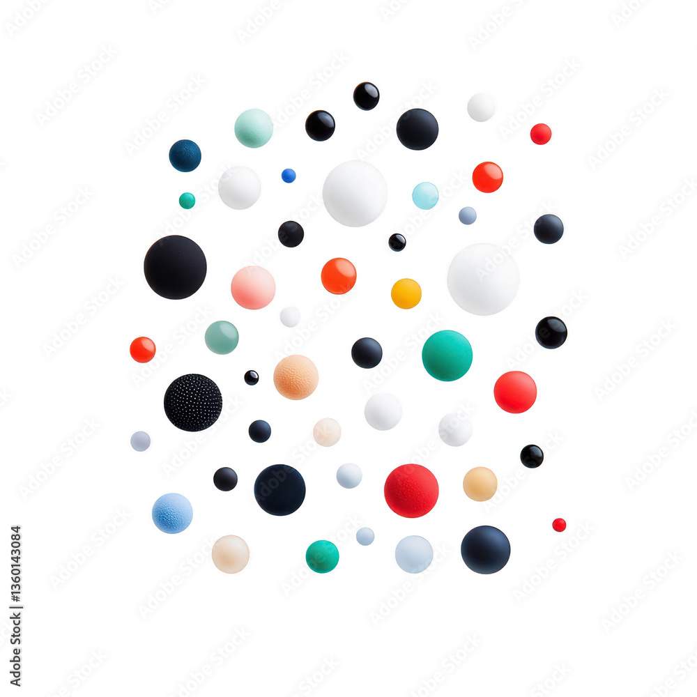 Aufkleber a collection of colorful spheres of varying sizes is scattered across transparency background, creat