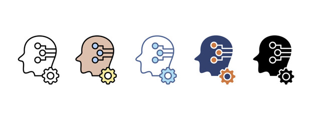 Artificial intelligence icon with multiple style