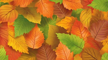 Fototapeta premium A vibrant collection of autumn leaves showcasing various color and textures on the ground