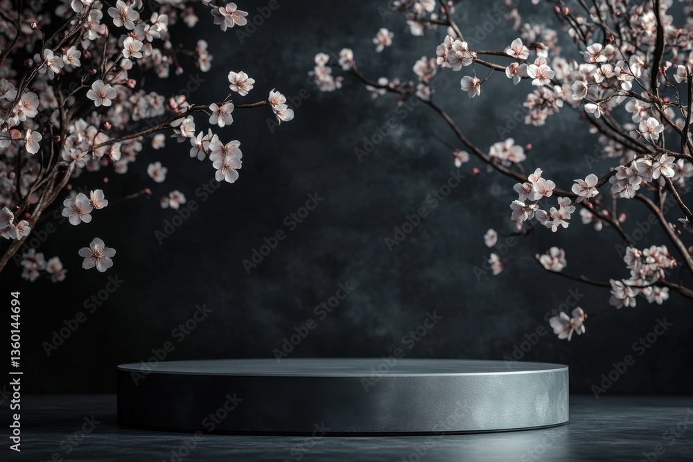 Poster the background stage of a 3d luxury presentation showcases an empty platform studio with a black pro