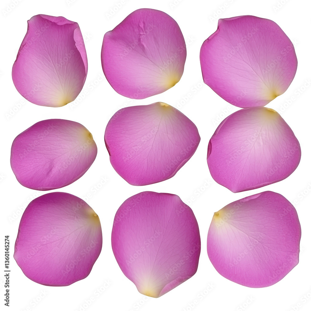 Poster a nine delicate pink rose petals are arranged grid pattern, showcasing their soft texture and subtle