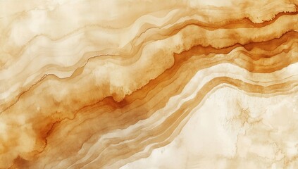 Fototapeta premium Abstract Watercolor Painting with Brown and Beige Waves Background Texture
